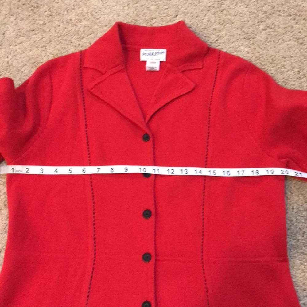 Pendleton Large Red Front Button Cotton Blend Car… - image 8